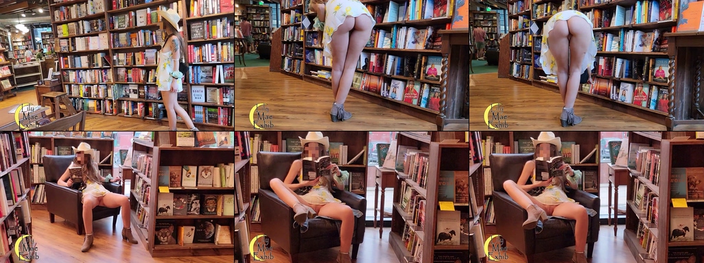 LilyMaeExhib - NO.009 No bra or panties sundress flashing in the bookstore.jpg