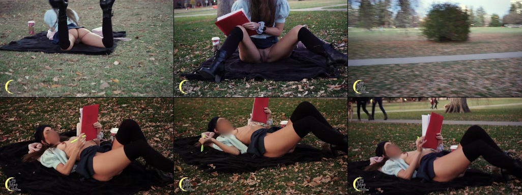 LilyMaeExhib - NO.032 Flashing pussy and tits in the park while studying for finals made me so horny.jpg