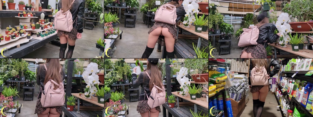 LilyMaeExhib - NO.050 Skirt caught in my bag， exposing my bare ass and pussy to the whole store.jpg