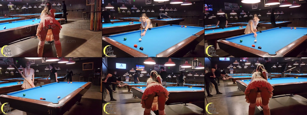 LilyMaeExhib - NO.081 Skirt was too short for no panties at the pool hall...couldn t hide my pussy.jpg